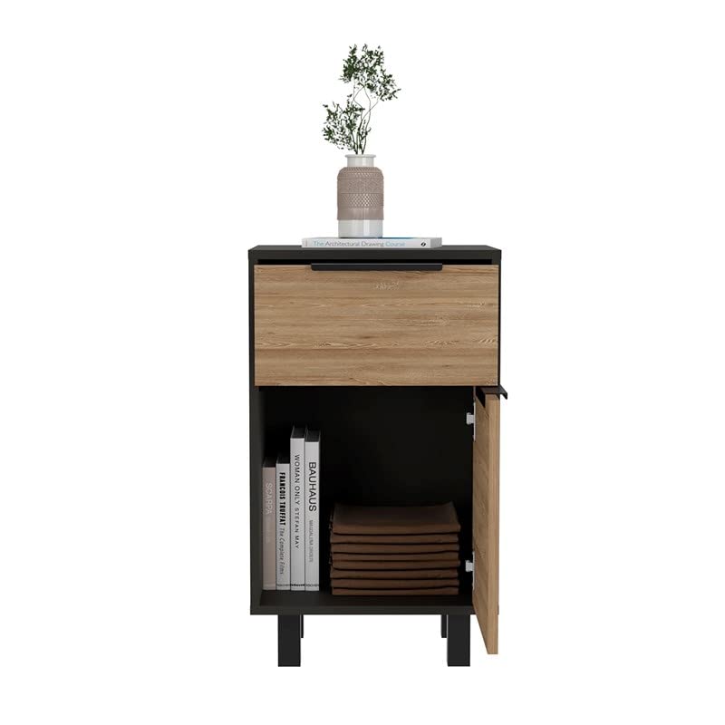 HomeRoots Multi-Color Stylish Black Wengue and Pine Bedroom Nightstand